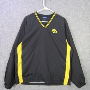 Iowa Hawkeyes Jacket Mens Large Black Yellow NCAA Football Pullover Sport Tek
